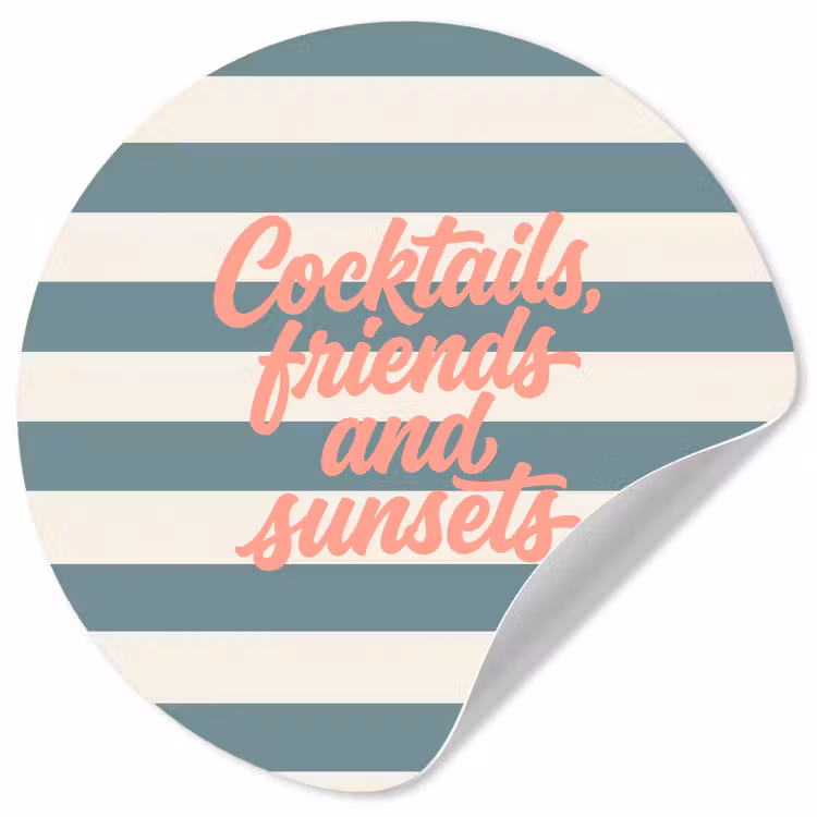 Behangcirkel - Cocktails - Strepen - Blauw - Koraal — 1