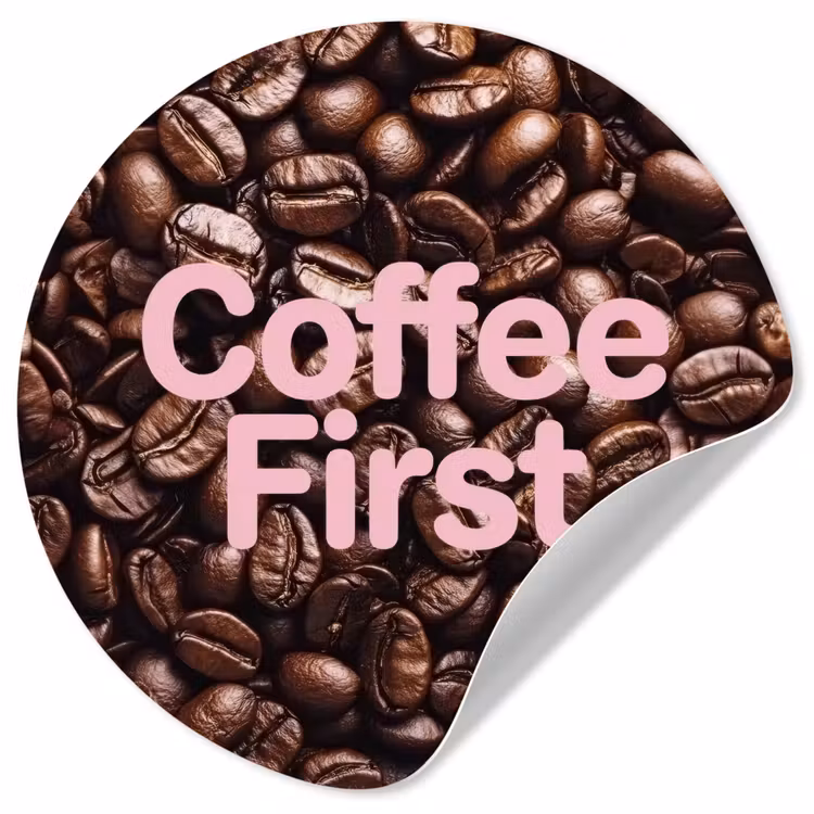 Behangcirkel - Coffee First - Koffiebonen - Roze — 1