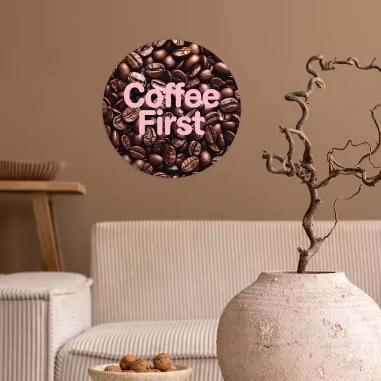 Behangcirkel - Coffee First - Koffiebonen - Roze — 2