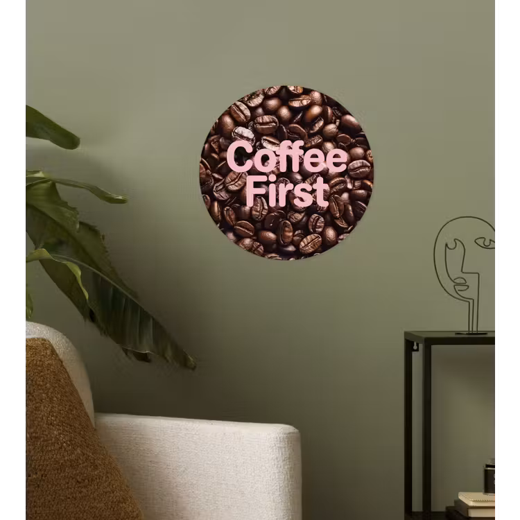 Behangcirkel - Coffee First - Koffiebonen - Roze — 3