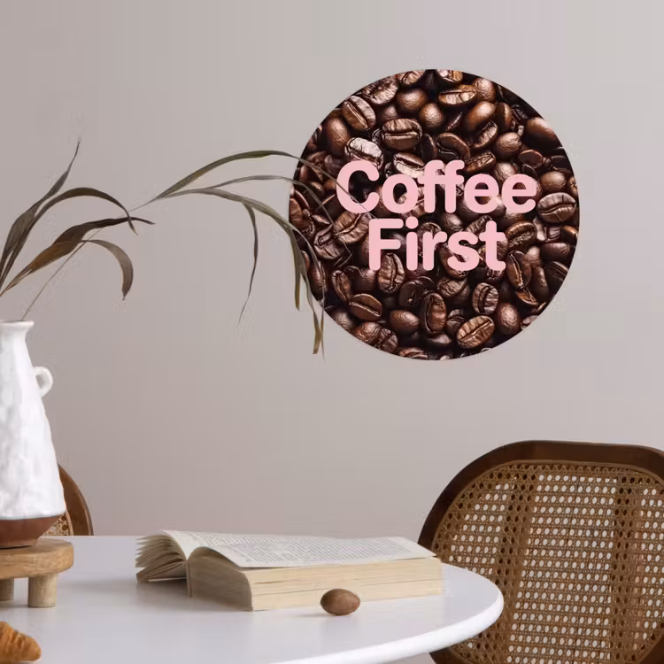 Behangcirkel - Coffee First - Koffiebonen - Roze — 4