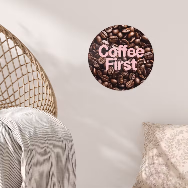 Behangcirkel - Coffee First - Koffiebonen - Roze — 5