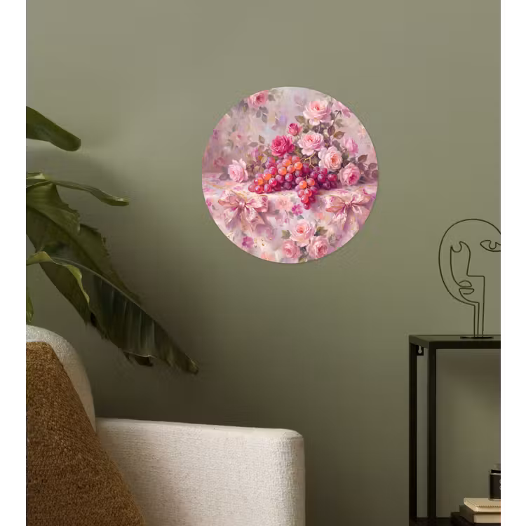 Behangcirkel - Eten - Bloemen - Stilleven - Roze - Goud — 3