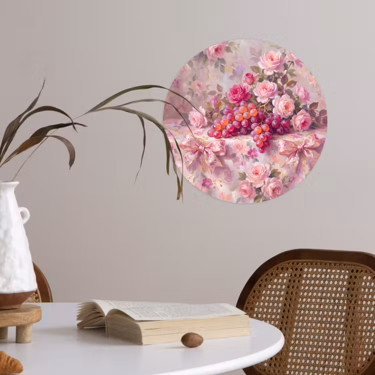 Behangcirkel - Eten - Bloemen - Stilleven - Roze - Goud — 4