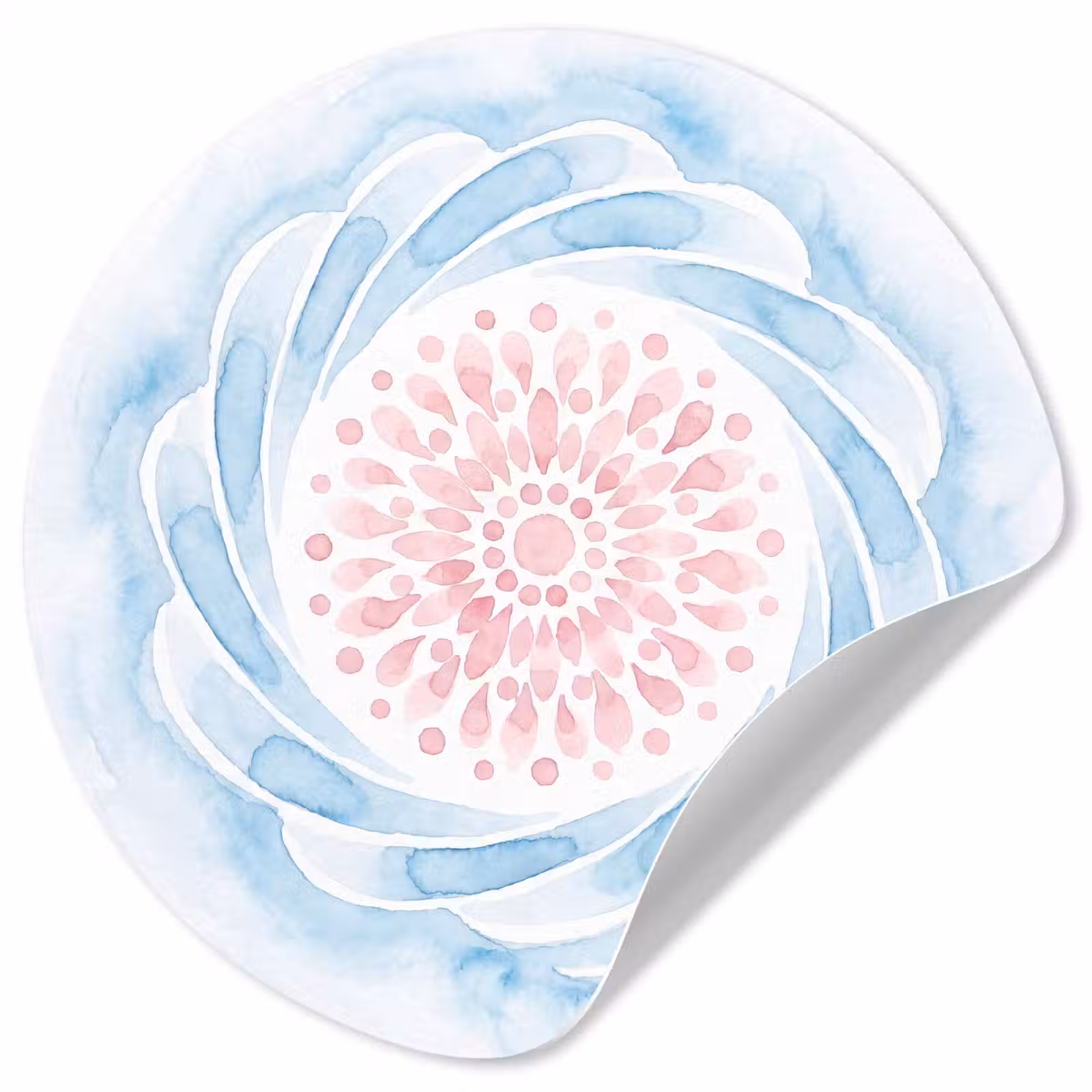 Behangcirkel - Abstract - Bloemvorm - Aquarel - Roze - Blauw — 1