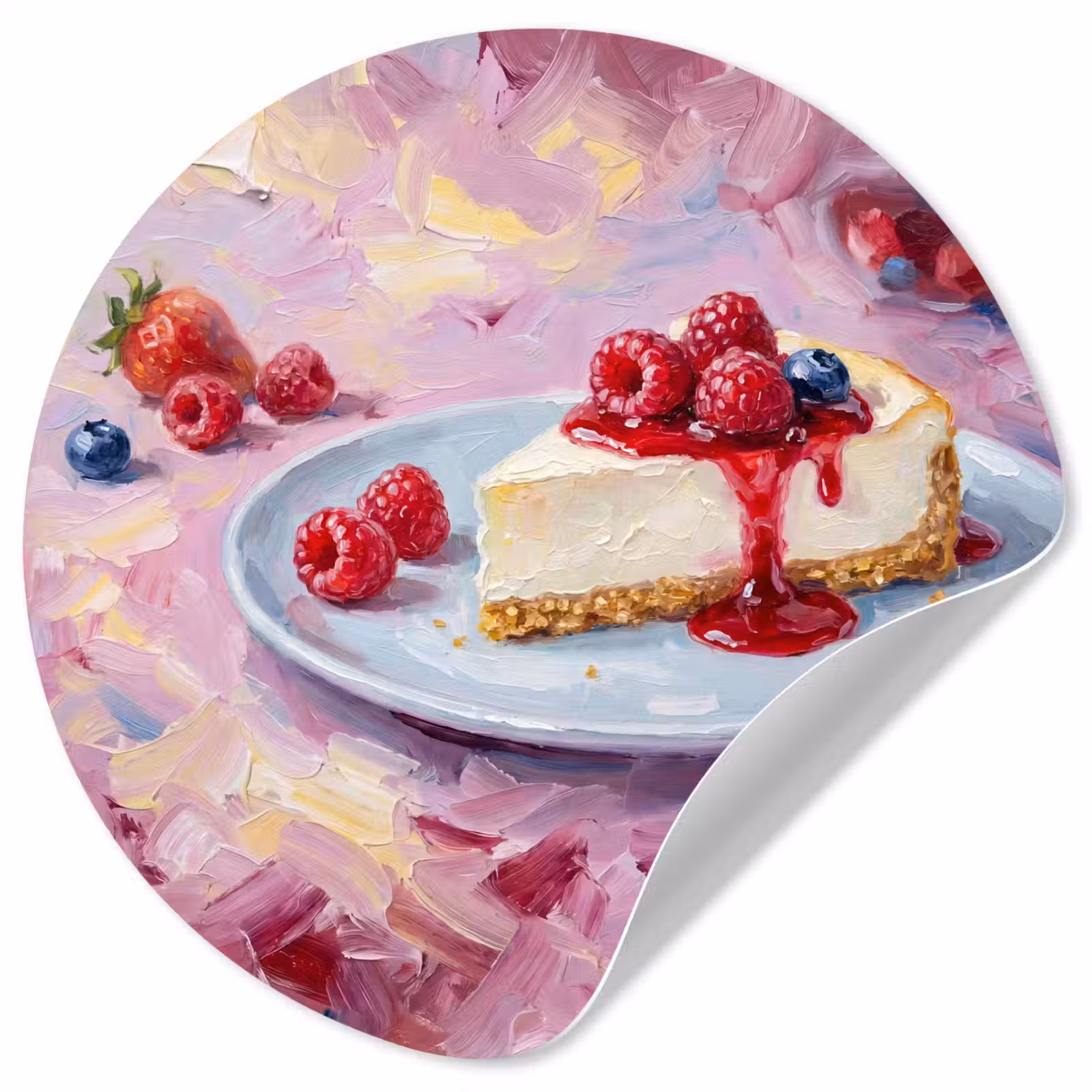 Behangcirkel - Eten - Cheesecake - Bessen - Abstract - Roze — 1