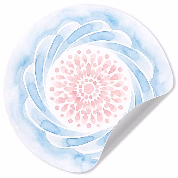 Behangcirkel - Abstract - Bloemvorm - Aquarel - Roze - Blauw — 1