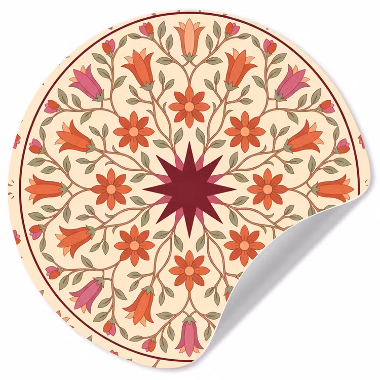 Behangcirkel - Bloemen - Mandala - Decoratief - Rood — 1
