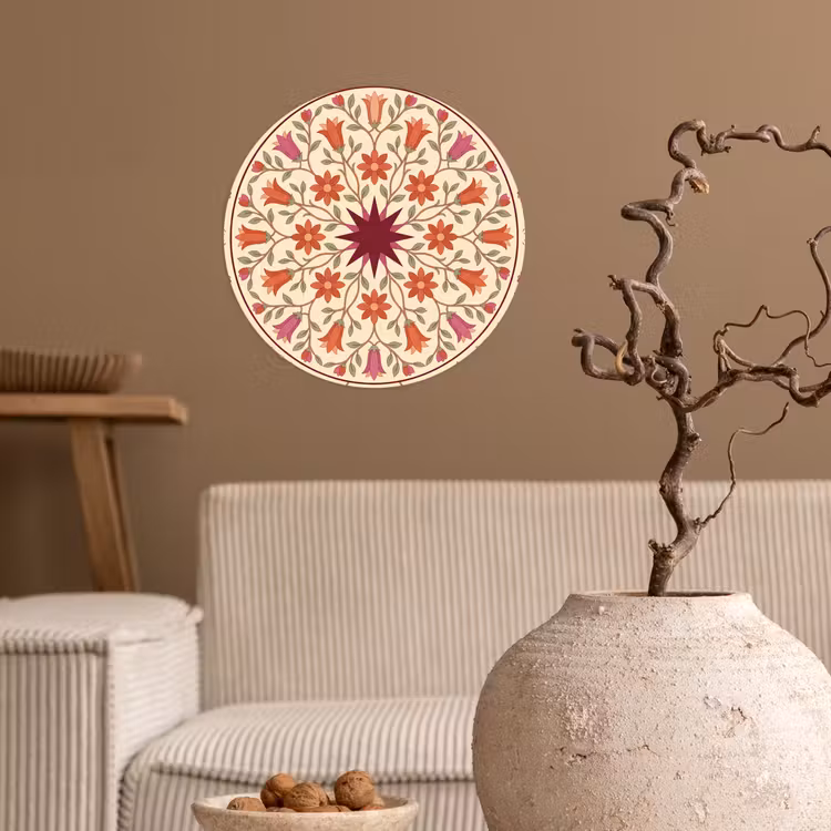 Behangcirkel - Bloemen - Mandala - Decoratief - Rood — 2