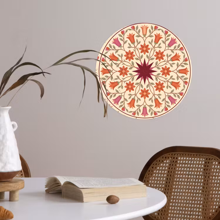 Behangcirkel - Bloemen - Mandala - Decoratief - Rood — 4