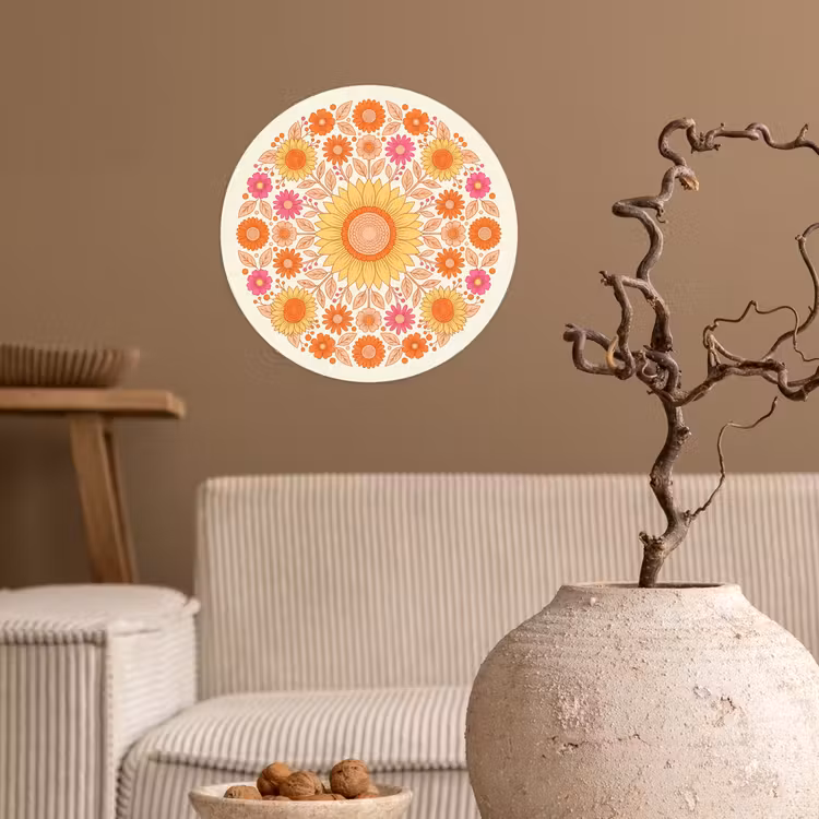 Behangcirkel - Bloemen - Mandala - Patroon - Kleurrijk — 2