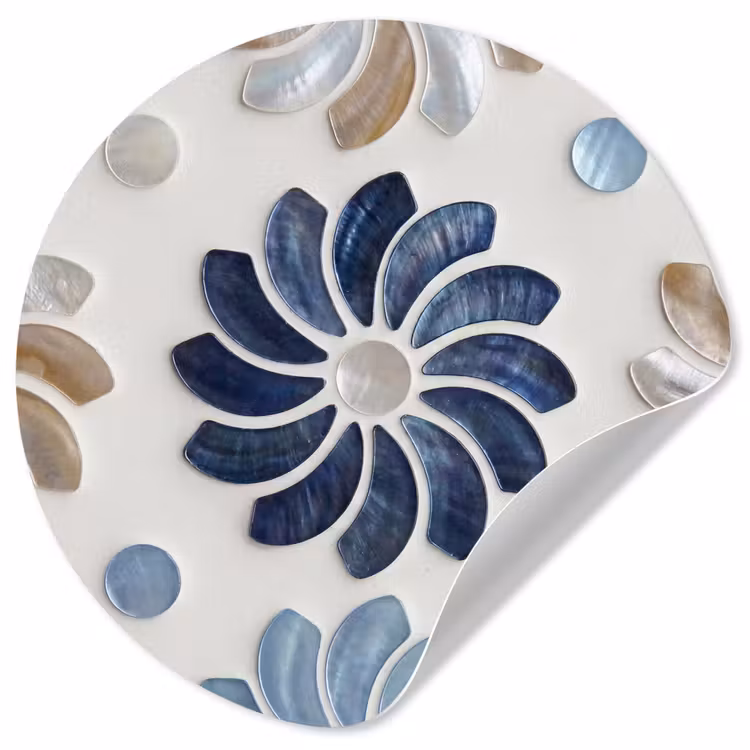 Behangcirkel - Bloemen - Parelmoer - Abstract - Patroon - Blauw — 1