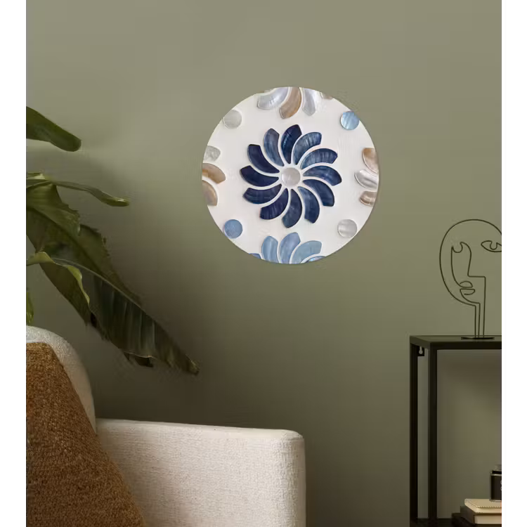 Behangcirkel - Bloemen - Parelmoer - Abstract - Patroon - Blauw — 3