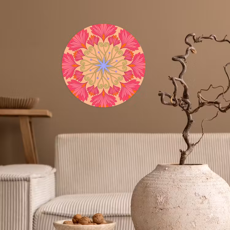 Behangcirkel - Bloemen - Patroon - Abstract - Roze - Decoratief — 2