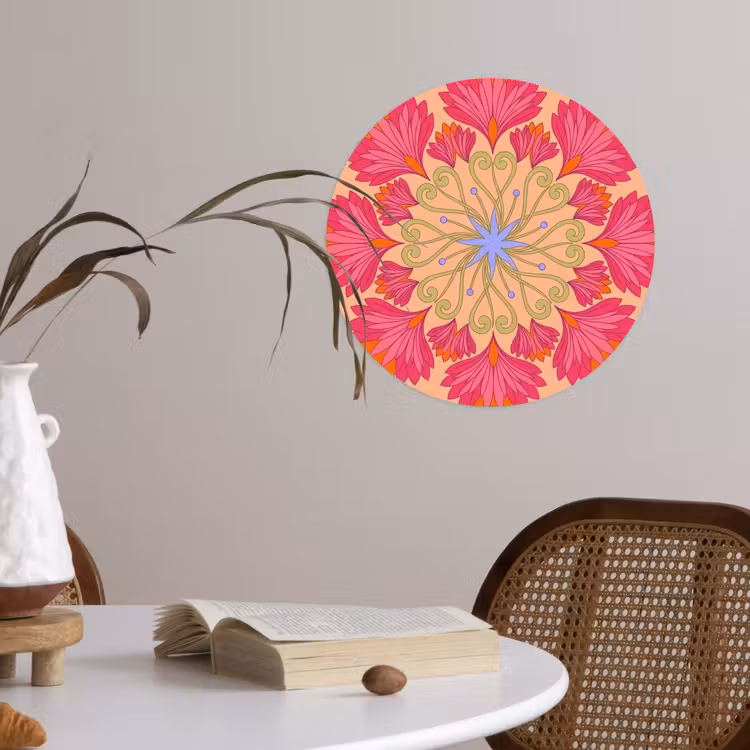 Behangcirkel - Bloemen - Patroon - Abstract - Roze - Decoratief — 4