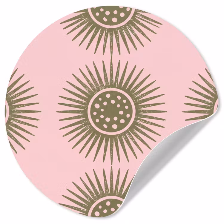 Behangcirkel - Bloemen - Patroon - Abstract - Roze - Groen — 1