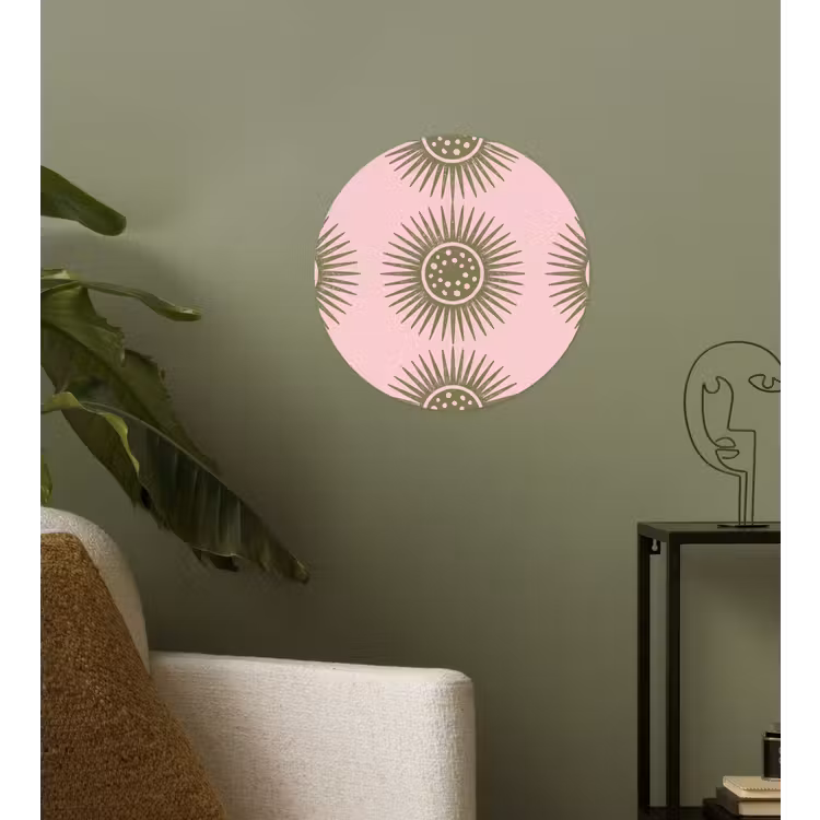 Behangcirkel - Bloemen - Patroon - Abstract - Roze - Groen — 3