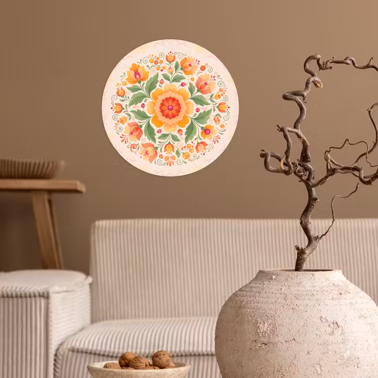 Behangcirkel - Bloemen - Patroon - Decoratief - Oranje — 2
