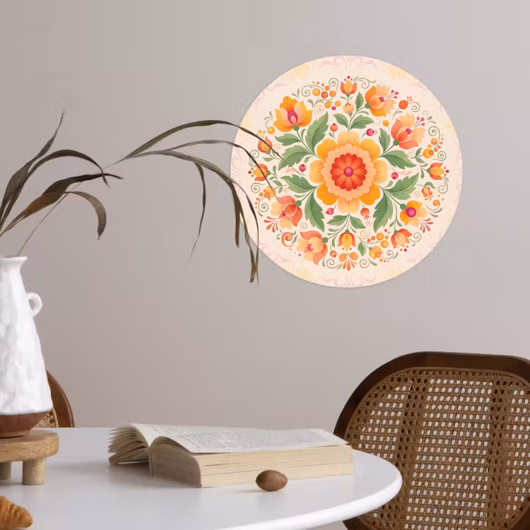 Behangcirkel - Bloemen - Patroon - Decoratief - Oranje — 4
