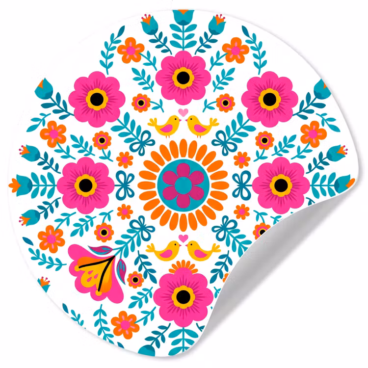 Behangcirkel - Bloemen - Vogel - Patroon - Kleurrijk - Modern — 1