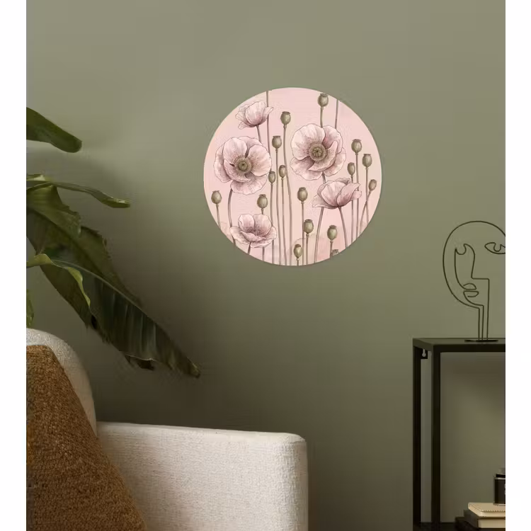Behangcirkel - Bloemen - Zomer - Natuur - Aquarel - Roze — 3