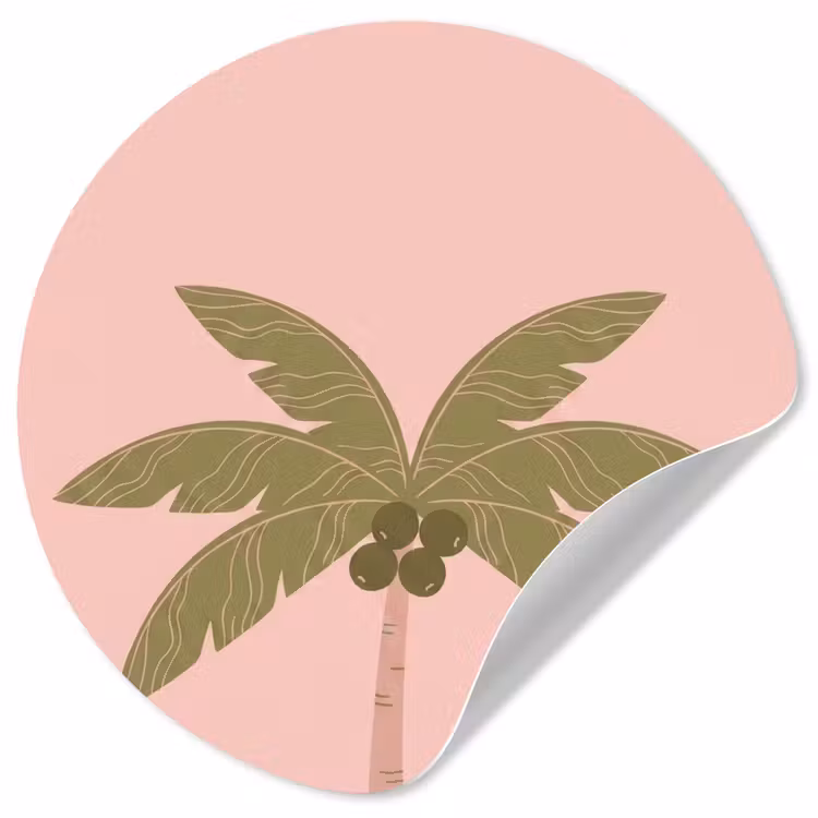 Behangcirkel - Boom - Palm - Natuur - Illustratie - Roze — 1