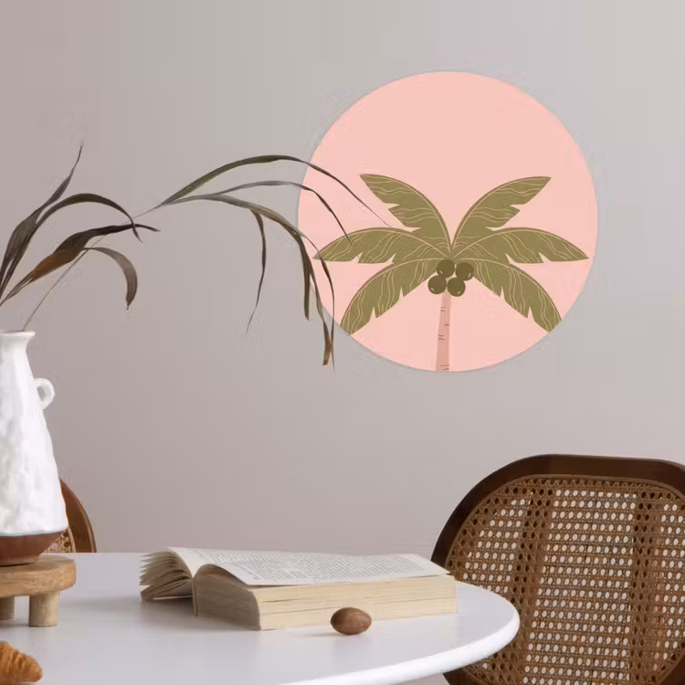 Behangcirkel - Boom - Palm - Natuur - Illustratie - Roze — 4