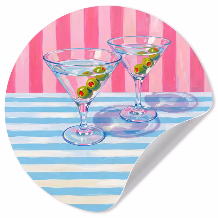 Behangcirkel - Cocktail - Olijven - Kunst - Modern - Roze — 1