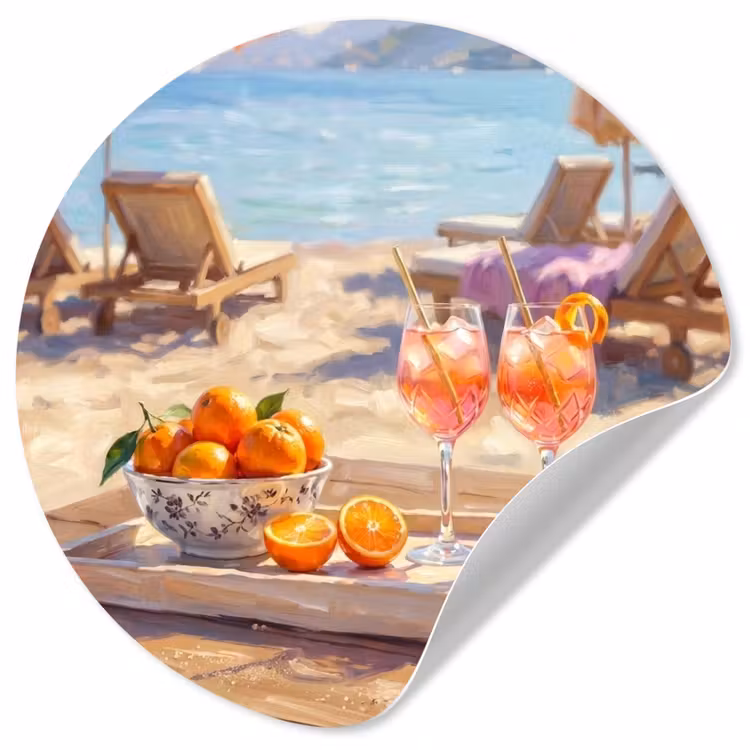 Behangcirkel - Drank - Glazen - Strand - Zomer - Oranje — 1