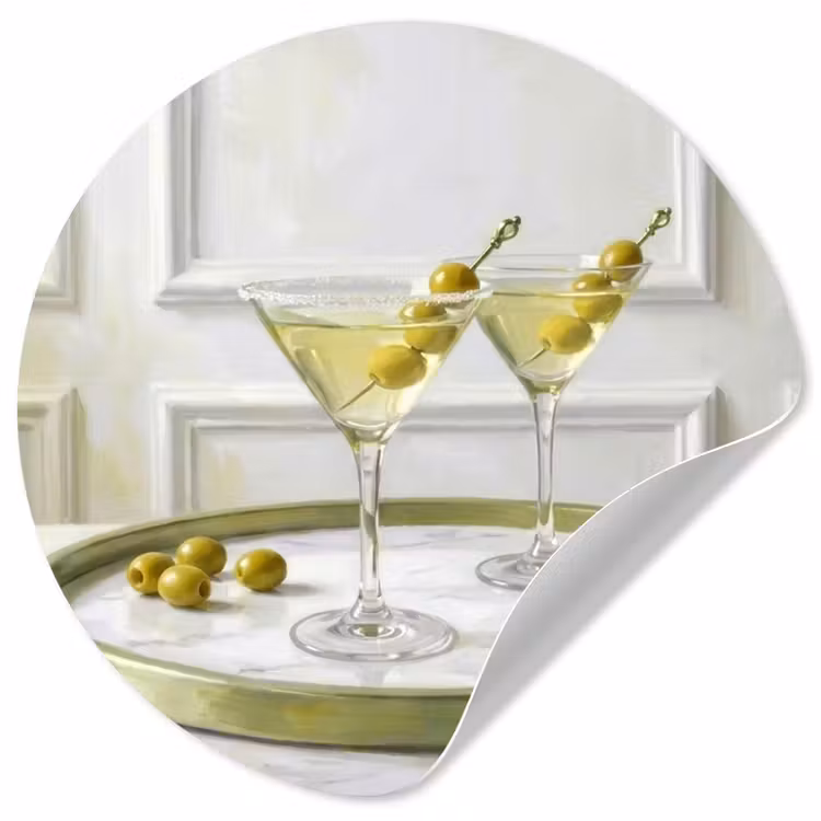 Behangcirkel - Drank - Martini - Olijven - Modern - Wit — 1