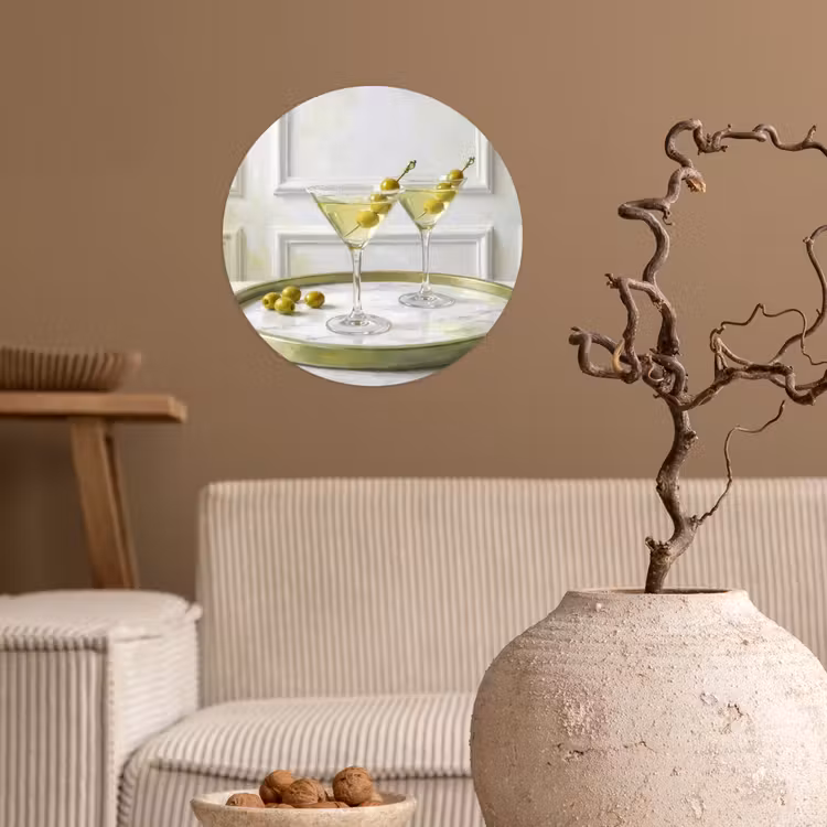 Behangcirkel - Drank - Martini - Olijven - Modern - Wit — 2