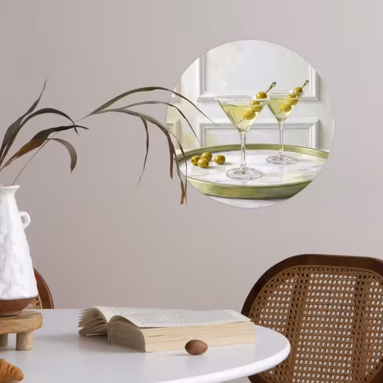 Behangcirkel - Drank - Martini - Olijven - Modern - Wit — 4