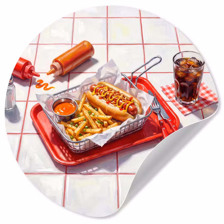 Behangcirkel - Eten - Hotdog - Fastfood - Modern - Rood — 1