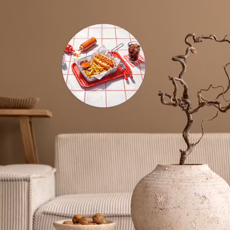 Behangcirkel - Eten - Hotdog - Fastfood - Modern - Rood — 2