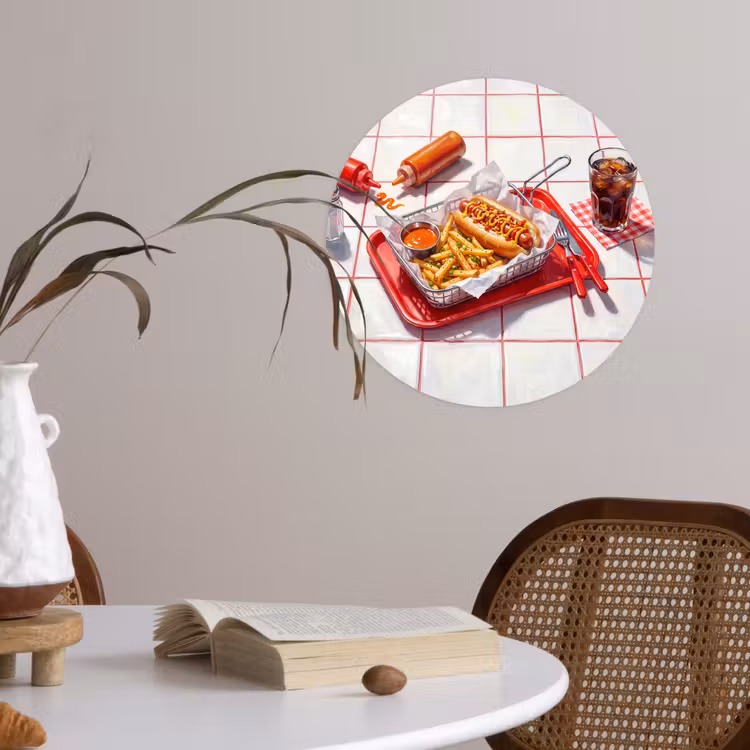 Behangcirkel - Eten - Hotdog - Fastfood - Modern - Rood — 4