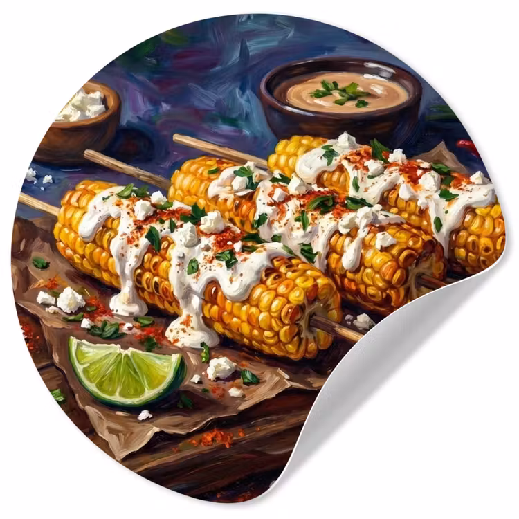 Behangcirkel - Eten - Maïs - Saus - Geschilderd - Geel — 1