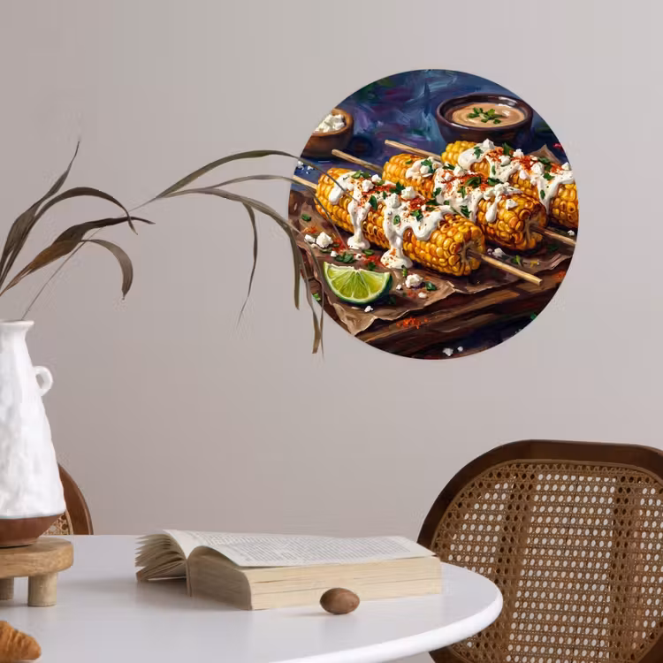 Behangcirkel - Eten - Maïs - Saus - Geschilderd - Geel — 4