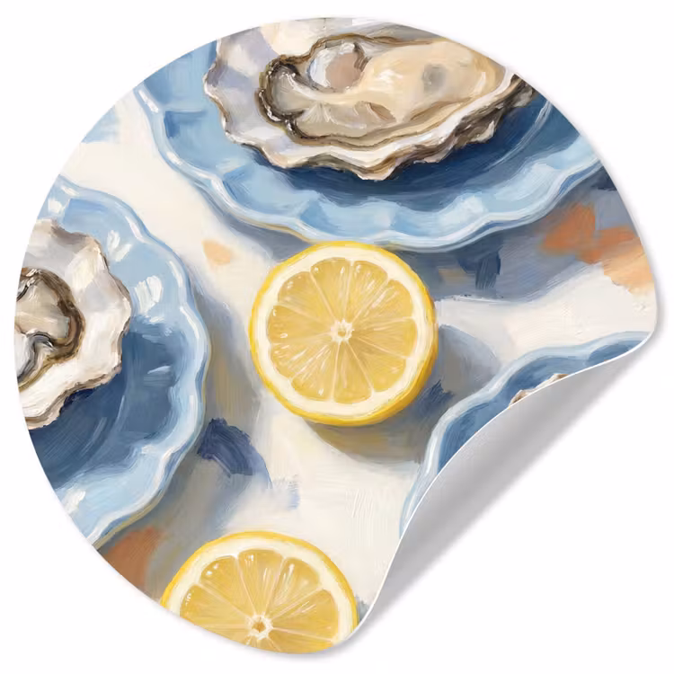 Behangcirkel - Eten - Oesters - Citroenen - Modern - Geel — 1