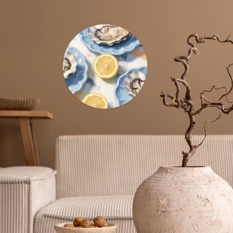 Behangcirkel - Eten - Oesters - Citroenen - Modern - Geel — 2