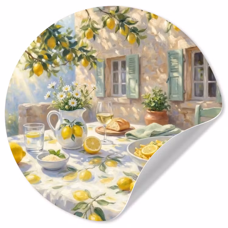 Behangcirkel - Eten - Terras - Zomer - Geschilderd - Geel — 1