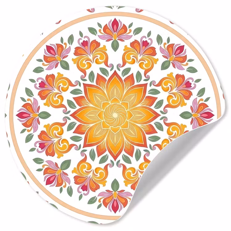 Behangcirkel - Mandala - Bloemen - Decoratie - Kleurrijk - Abstract — 1