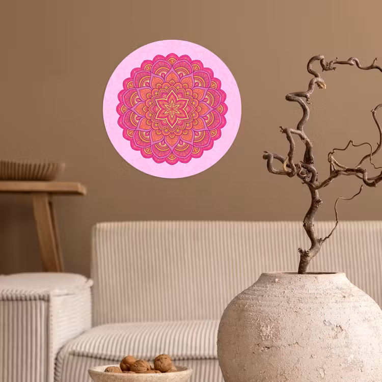 Behangcirkel - Mandala - Cirkel - Spiritueel - Oosters - Roze — 2