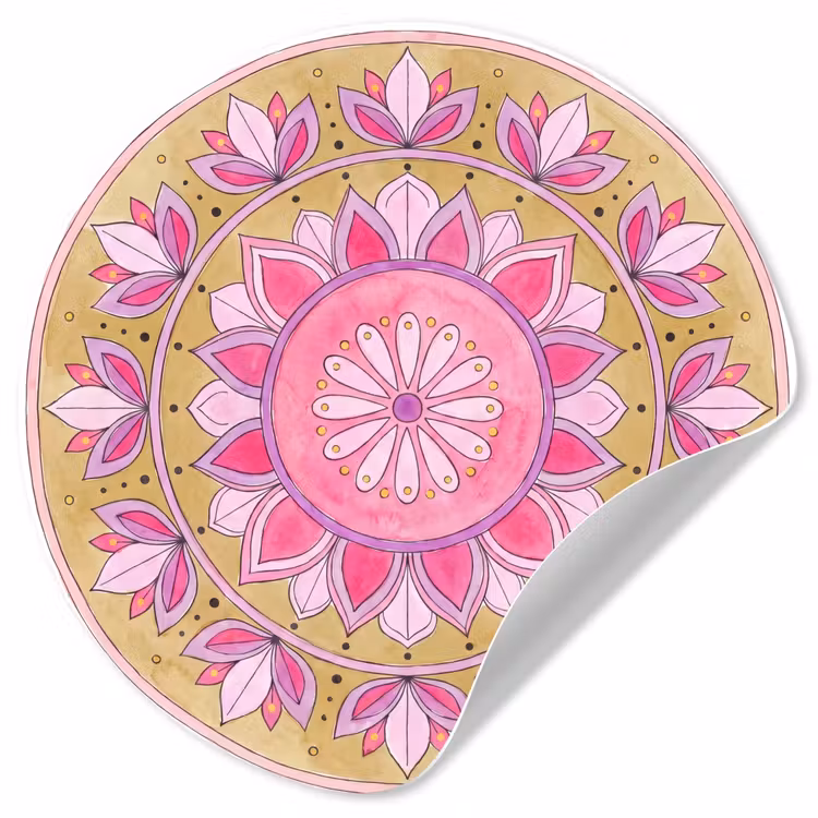 Behangcirkel - Mandala - Patroon - Kunst - Aquarel - Roze — 1