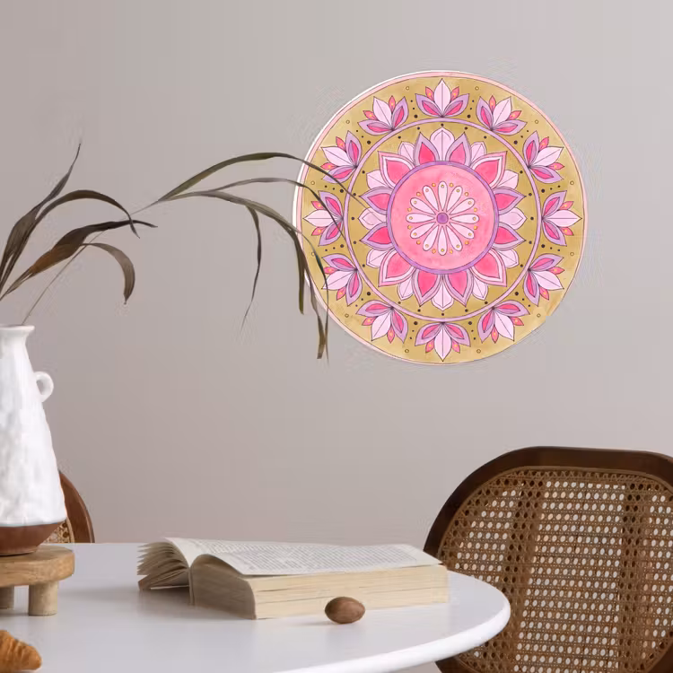 Behangcirkel - Mandala - Patroon - Kunst - Aquarel - Roze — 4