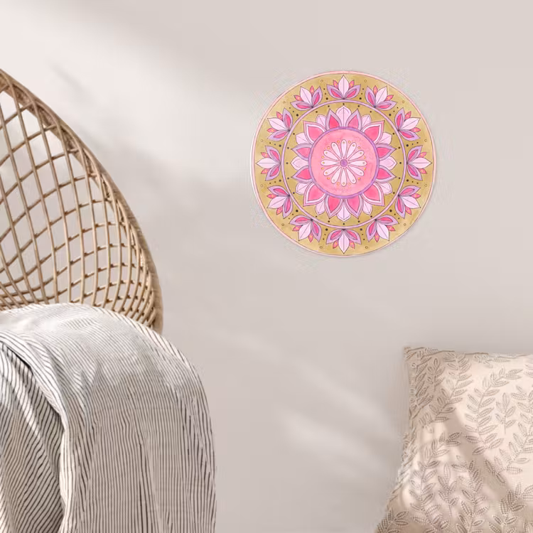 Behangcirkel - Mandala - Patroon - Kunst - Aquarel - Roze — 5