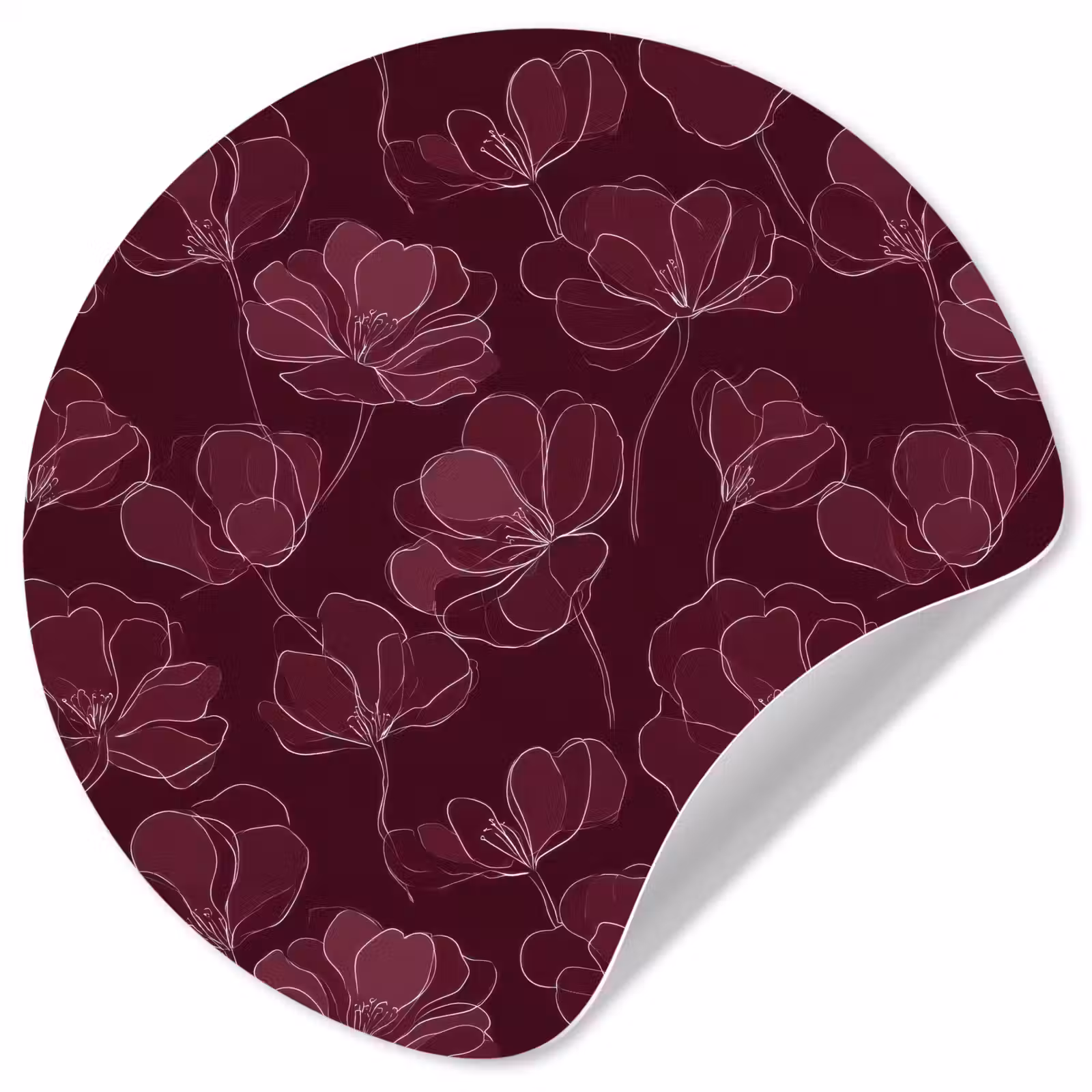 Behangcirkel - Bloemen - Patroon - Bordeauxrood — 1