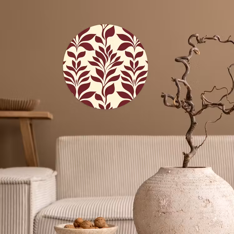 Behangcirkel - Abstract - Bladeren - Burgundy — 2