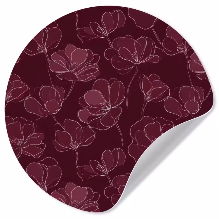 Behangcirkel - Bloemen - Patroon - Bordeauxrood — 1