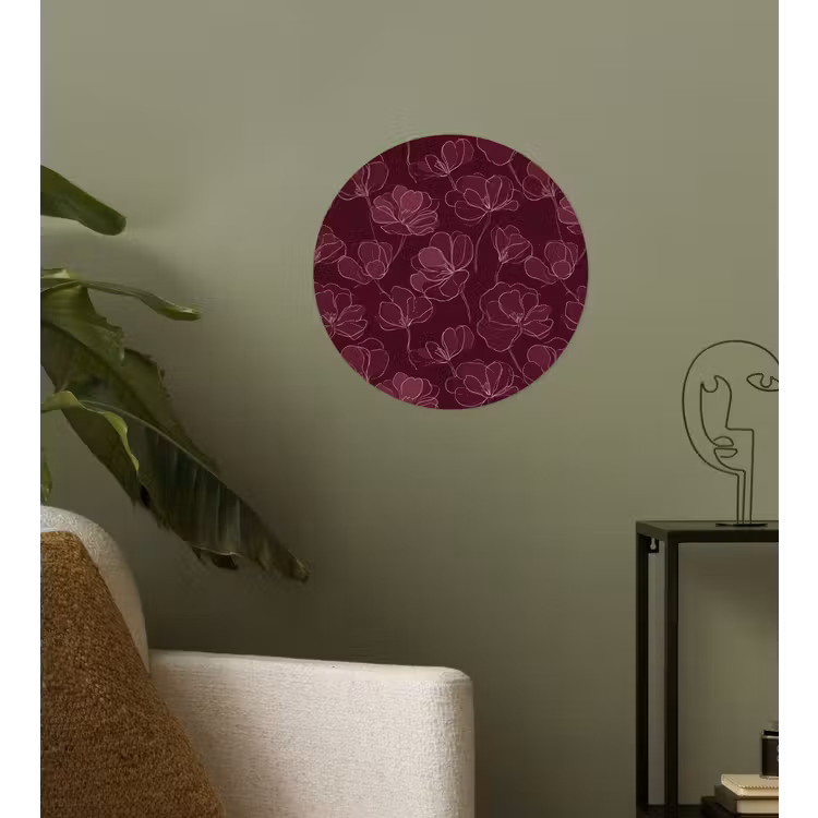 Behangcirkel - Bloemen - Patroon - Bordeauxrood — 3
