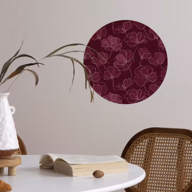 Behangcirkel - Bloemen - Patroon - Bordeauxrood — 4